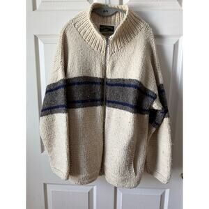 BackCountry Vintage 100% Wool Full Zip Chunky Knit‎ Sweater Jacket Size XL
